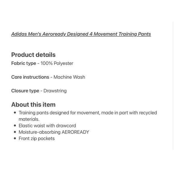 Adidas Mens Size 2XL Black Logo Aeroready Designed 4 Movement Training Pants NWT - Picture 3 of 12